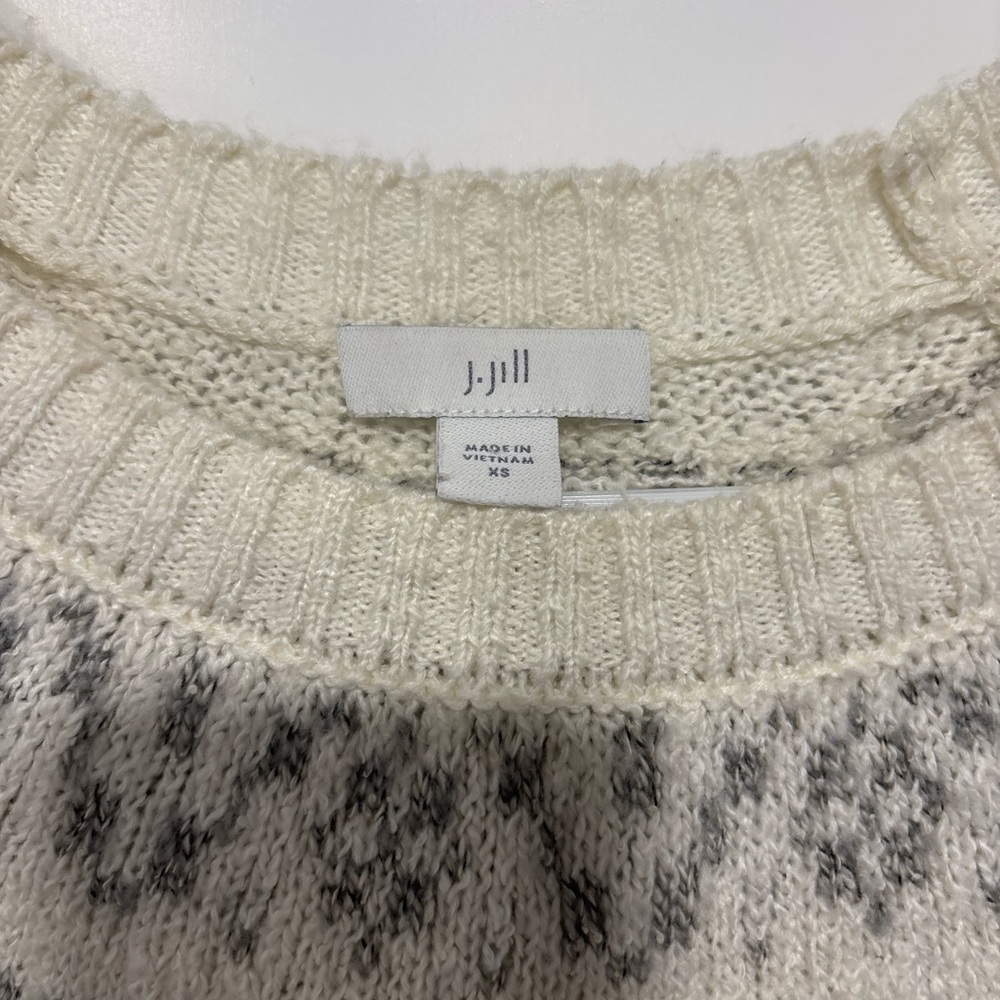 J. Jill Cream & Gray Patterned Crewneck Sweater - Picture 2 of 2